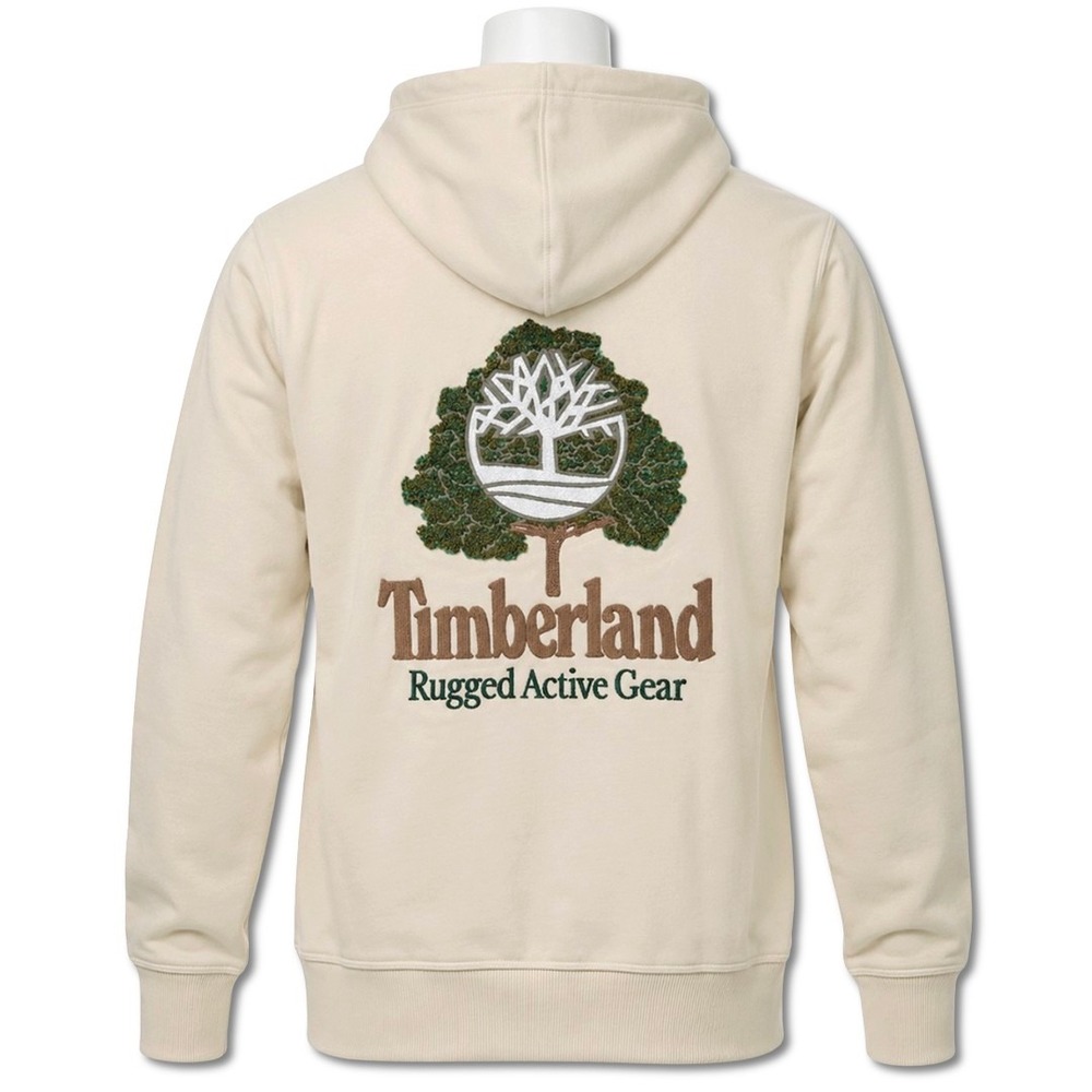 Timberland Tree Logo Patch Embroidered Hoodie – NWT Size Large Angora #49960-N4